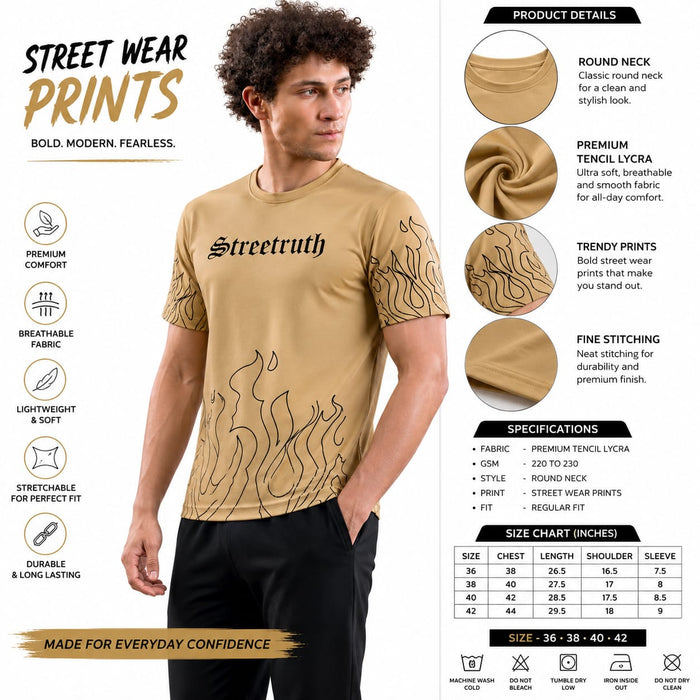 Streettruth Men's Round Neck Printed T-Shirt | Premium Tencel Lycra | Casual Streetwear