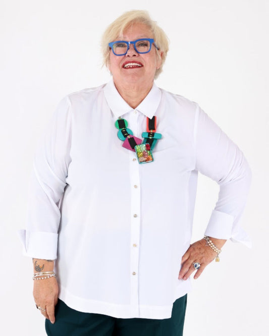 Stretch Poplin Button-Front Boxy Blouse - Joseph Ribkoff
