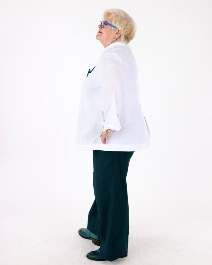 Stretch Poplin Button-Front Boxy Blouse - Joseph Ribkoff