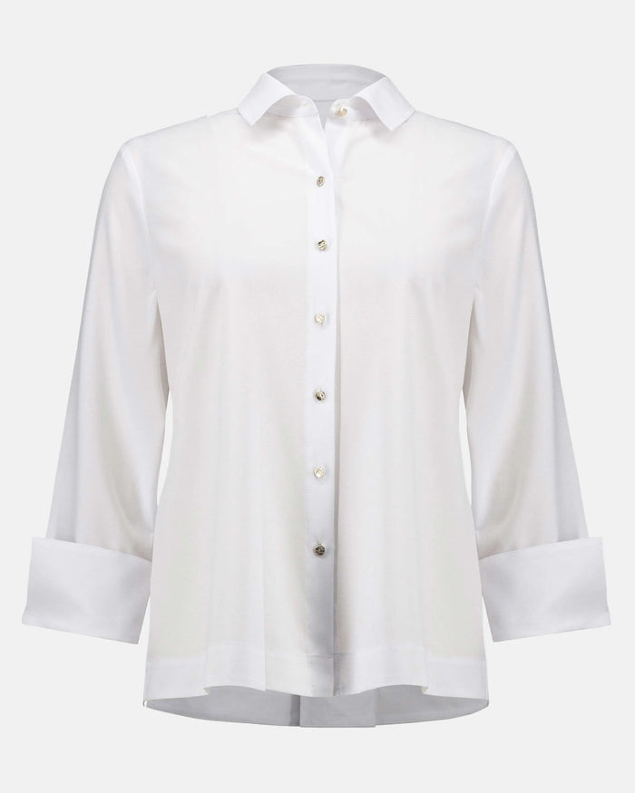 Stretch Poplin Button-Front Boxy Blouse - Joseph Ribkoff