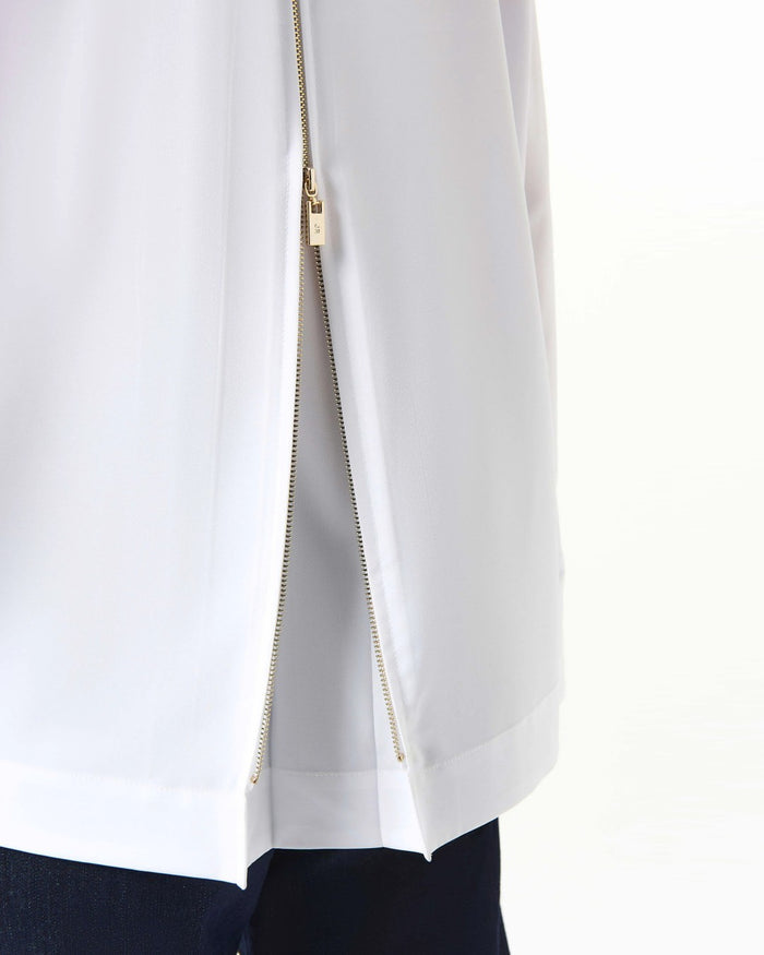 Stretch Poplin Button-Front Boxy Blouse - Joseph Ribkoff