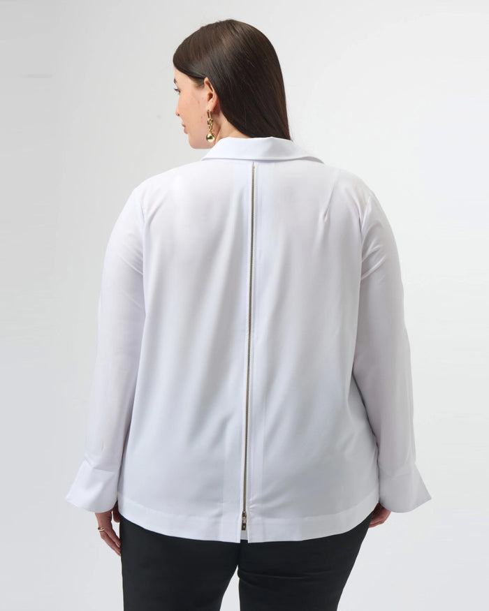 Stretch Poplin Button-Front Boxy Blouse - Joseph Ribkoff