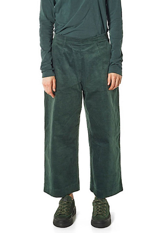 STRETCH-VELVET WIDE LEG TROUSER