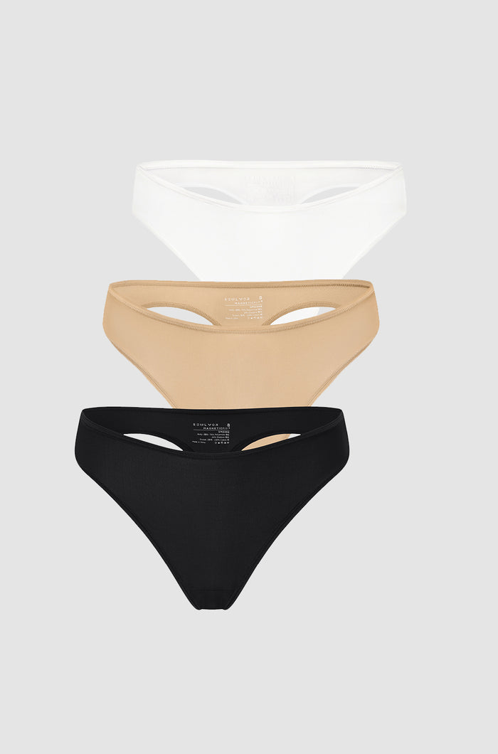Women's Stretchy Low Rise Thongs 3 Pack Basic 3 (3pack)