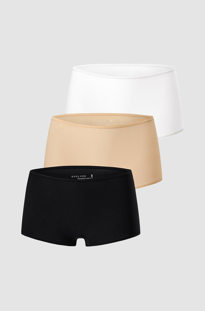 Women's Stretchy Mid Waist Boy Shorts 3 Pack Basic 3 (3pack)