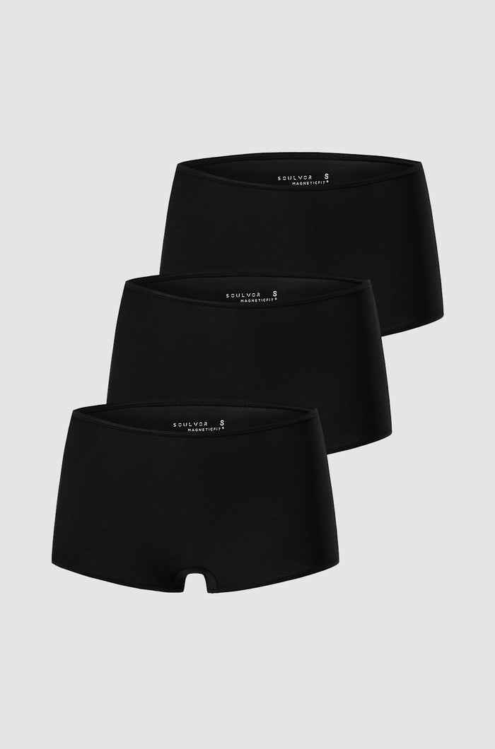 Women's Stretchy Mid Waist Boy Shorts 3 Pack Black 3pack
