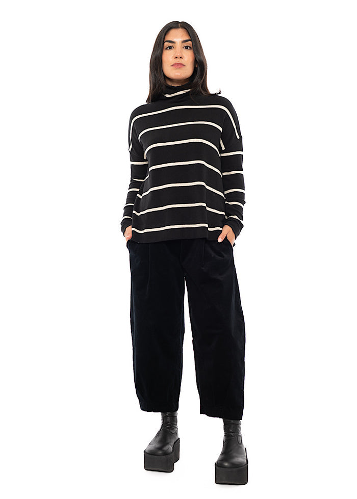STRIPED COTTON-FLEECE JADE PULLOVER
