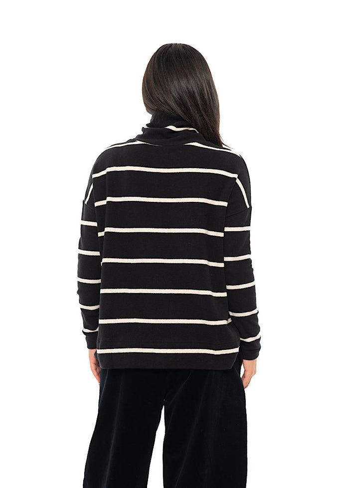 STRIPED COTTON-FLEECE JADE PULLOVER