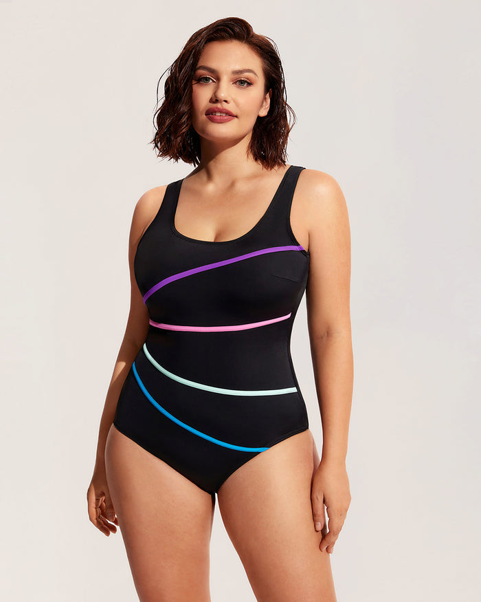 Striped One Piece Swimsuit