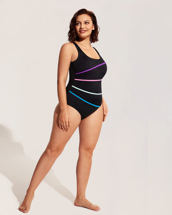 Striped One Piece Swimsuit