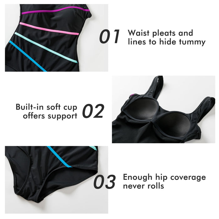 Striped One Piece Swimsuit