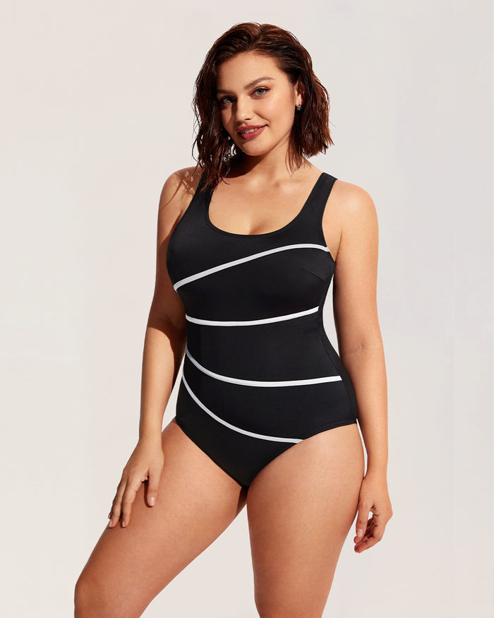 Striped One Piece Swimsuit