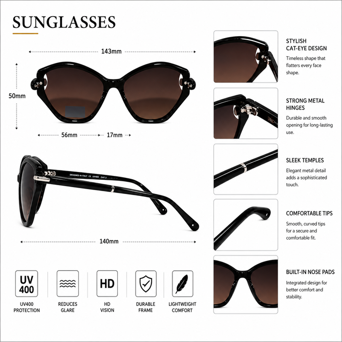 Style with the ANS BILLION Women's Cat Eye Sunglasses.