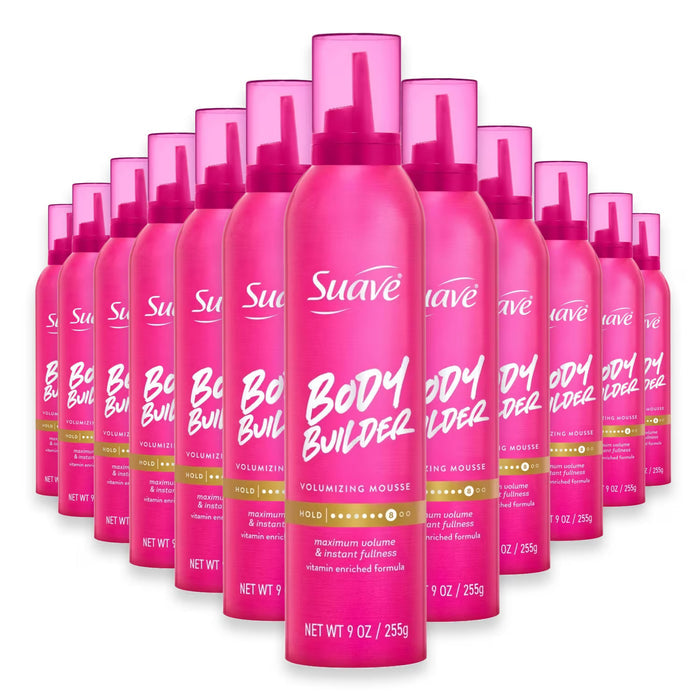 Suave Body Builder Maximum Hold Volumizing Mousse 9 oz - 12 Pack