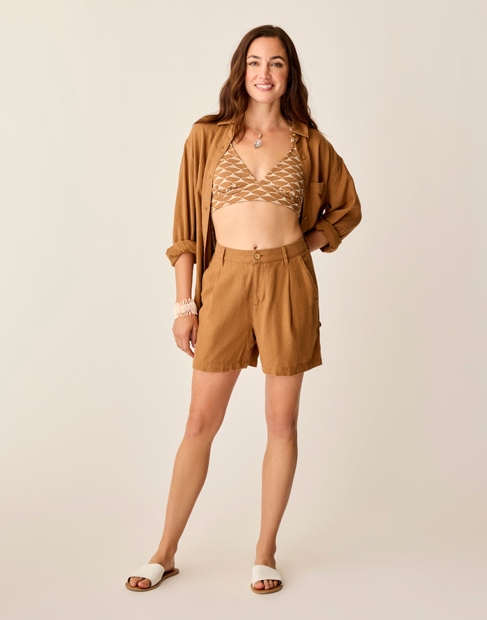 Suki Linen Short: Rum Chambray - FINAL SALE
