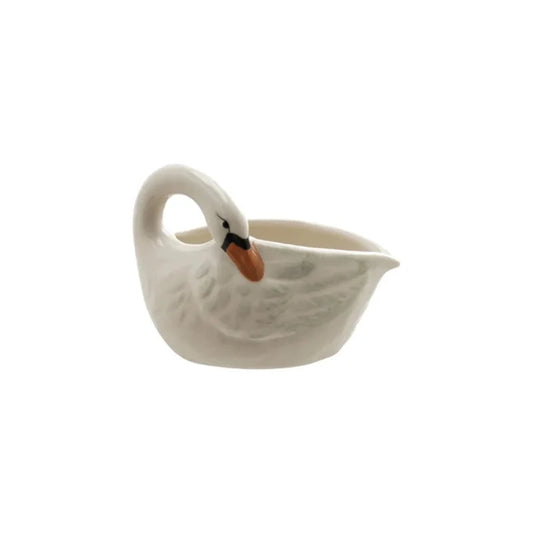 Ceramic swan-shaped bowl on a white background
