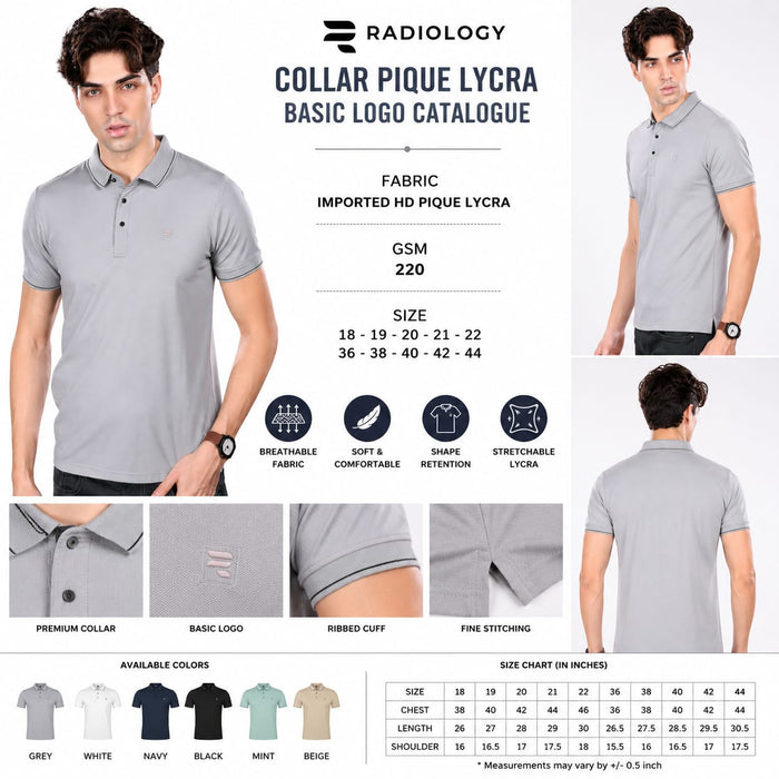 T-Shirt | Imported HD Pique Lycra Fabric | 220 GSM | Solid Casual Collar T-Shirt | Regular Fit | Half Sleeves
