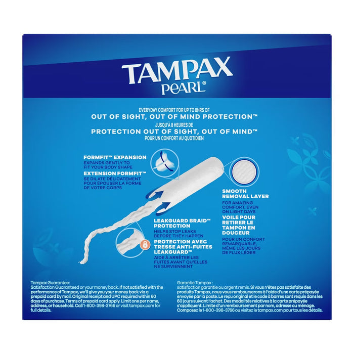 Tampax Pearl Tampons Regular Absorbency with LeakGuard Braid Unscented 36 Ct - 12 Pack