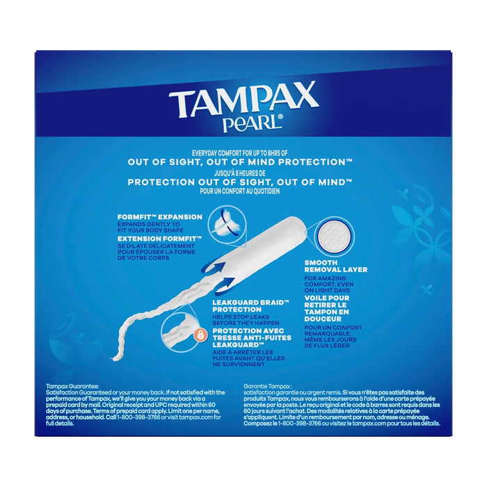 Tampax Pearl Tampons Super Plus Absorbency with LeakGuard Braid Unscented 36 Ct - 12 Pack