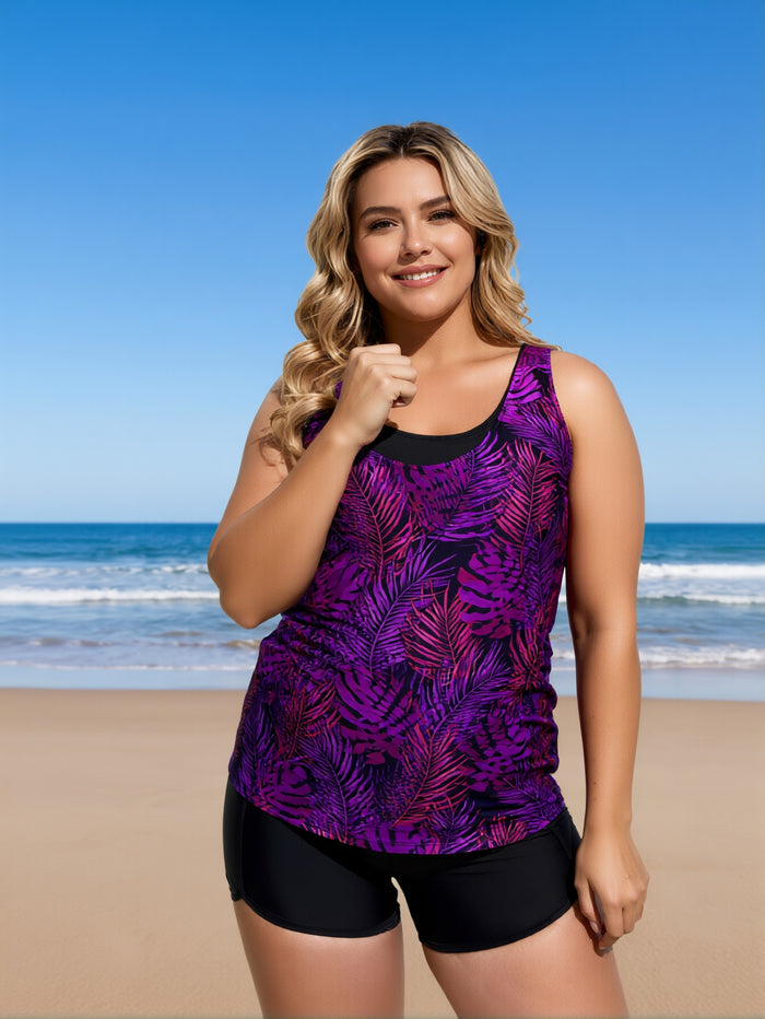 Tankini Swimsuits for Women 2026 Tummy Control Two Piece Bathing Suits with Sporty Pockets Swim Shorts
