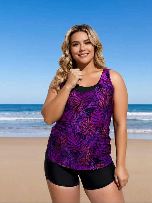 Tankini Swimsuits for Women 2026 Tummy Control Two Piece Bathing Suits with Sporty Pockets Swim Shorts