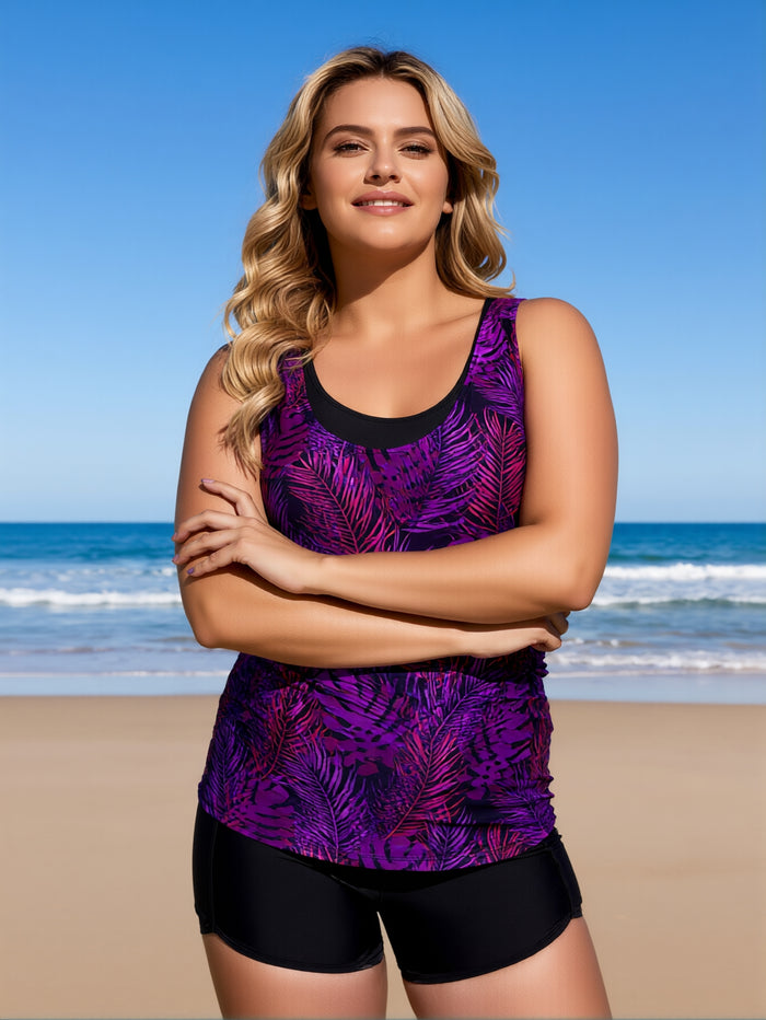 Tankini Swimsuits for Women 2026 Tummy Control Two Piece Bathing Suits with Sporty Pockets Swim Shorts