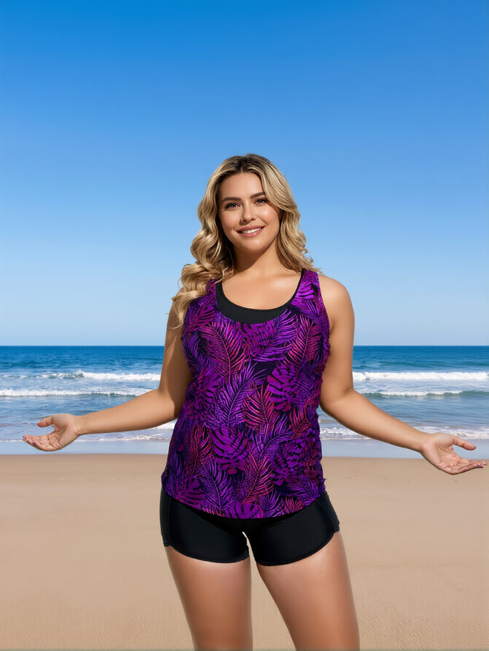 Tankini Swimsuits for Women 2026 Tummy Control Two Piece Bathing Suits with Sporty Pockets Swim Shorts