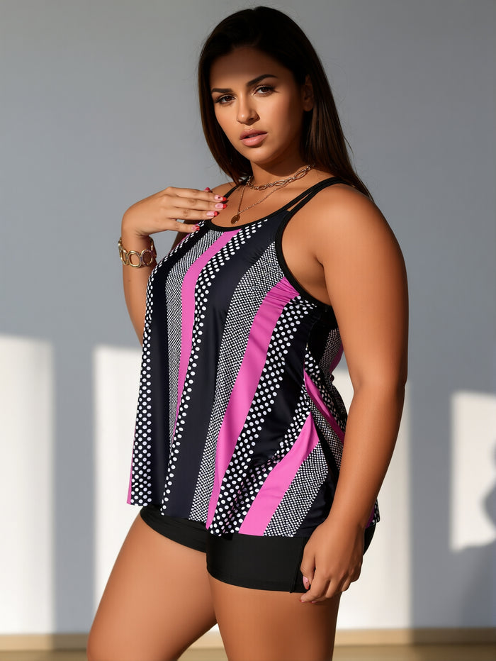 Tankini Swimsuits for Women 2026 Tummy Control Two Piece Bathing Suits with Sporty Pockets Swim Shorts