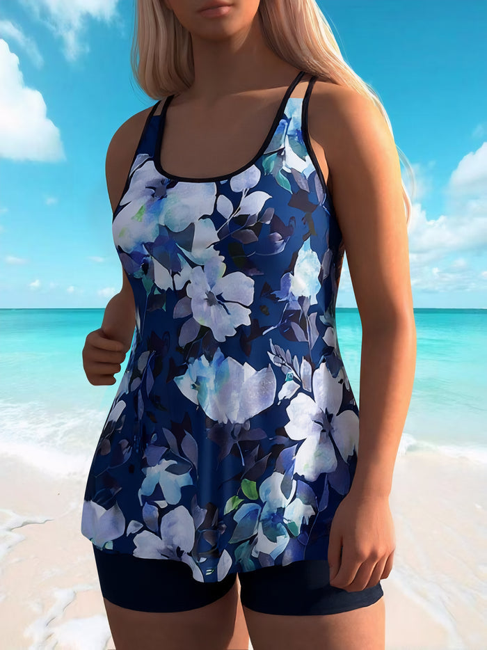 Tankini Swimsuits with Shorts Swim Tank Tops with Sports Bra and Boyshorts Bathing Suits