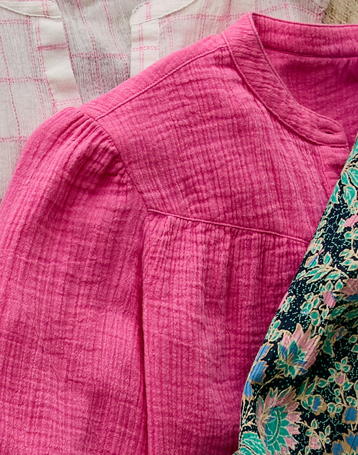 Tatum Double Gauze Shirt: Hot Pink - FINAL SALE