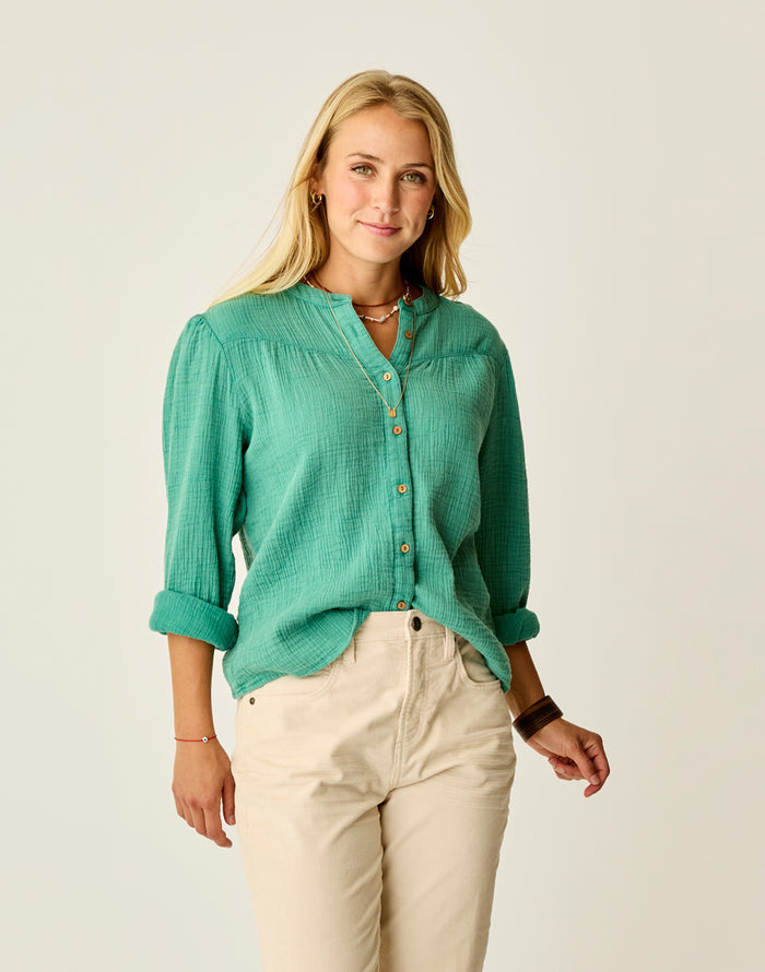 Tatum Double Gauze Shirt: Jade - FINAL SALE