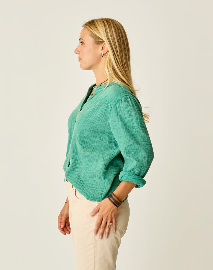 Tatum Double Gauze Shirt: Jade - FINAL SALE