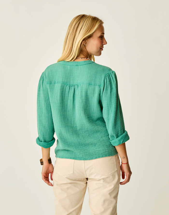 Tatum Double Gauze Shirt: Jade - FINAL SALE