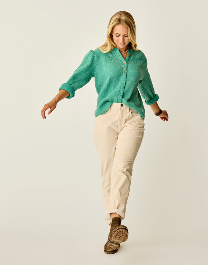 Tatum Double Gauze Shirt: Jade - FINAL SALE