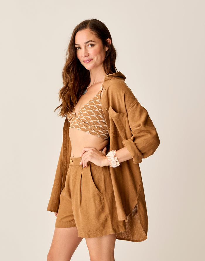 Taylor Linen Tunic: Rum Chambray - FINAL SALE
