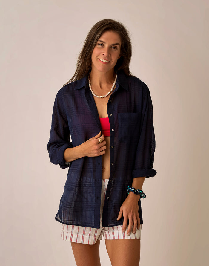 Taylor Textured Tunic: Navy