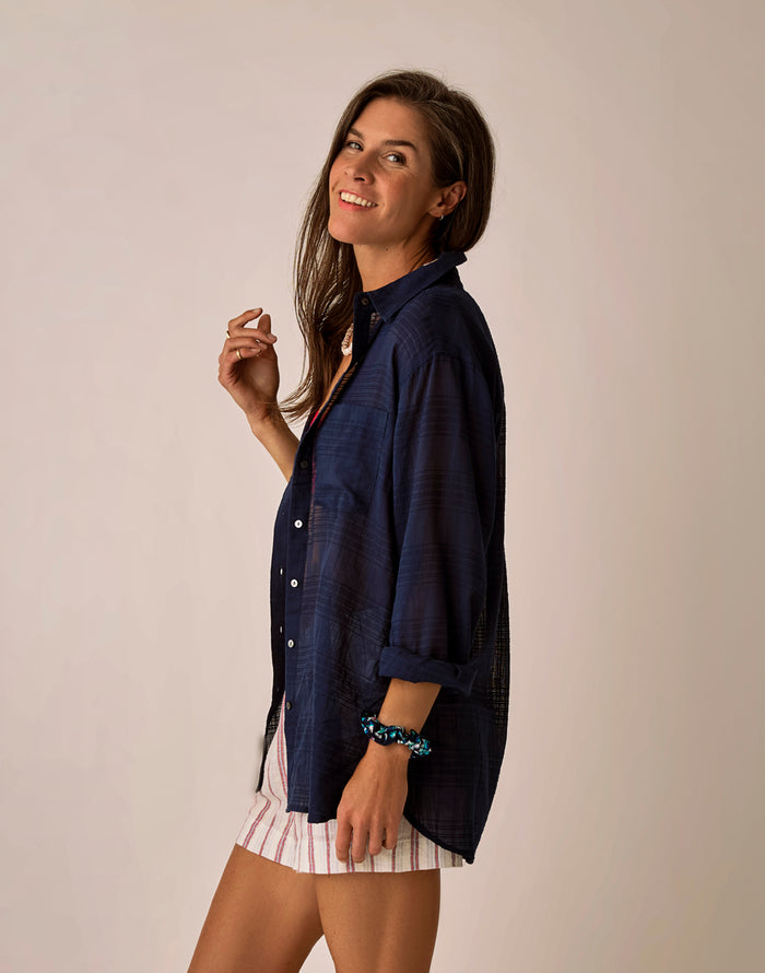 Taylor Textured Tunic: Navy