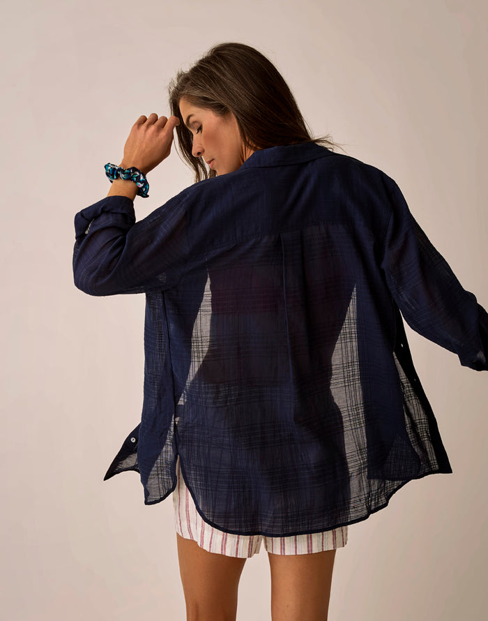 Taylor Textured Tunic: Navy