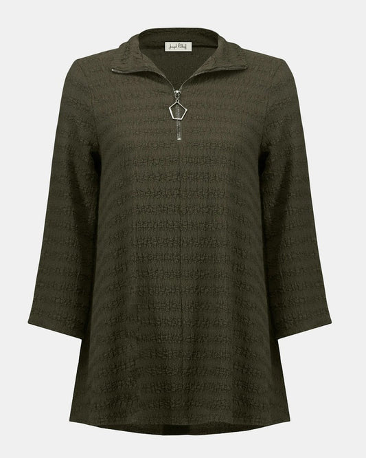 Textured Knit A-Line Tunic khaki - Joseph Ribkoff