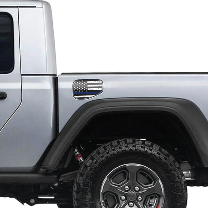 Thin Blue Line Distressed Gas Cap Decal for JT or Gladiator