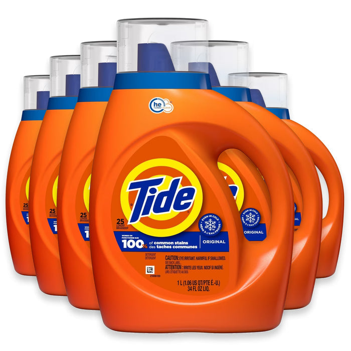 Tide Original Scent Liquid Laundry Detergent HE Compatible, 32 fl oz - 25 Ct Loads - 6 Pack
