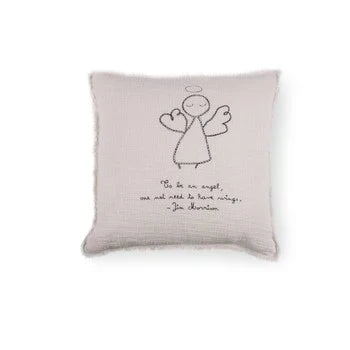 To Be An Angel Embroidered Pillow 24x24 - Beige