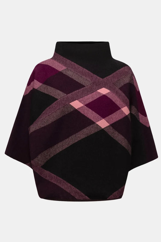 Tricot brossé à carreaux et col montant - Joseph Ribkoff