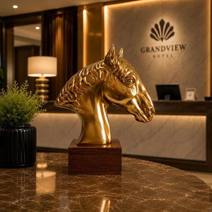 Triivvayu Majestic Horse Brass Bust Luxury Home Office Equestrian Decor
