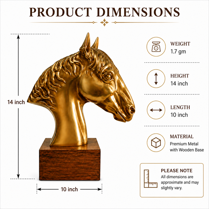 Triivvayu Majestic Horse Brass Bust Luxury Home Office Equestrian Decor