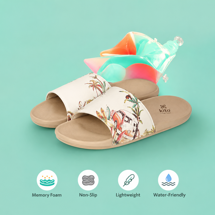 Tropica Printed Women's Sliders (Beige)