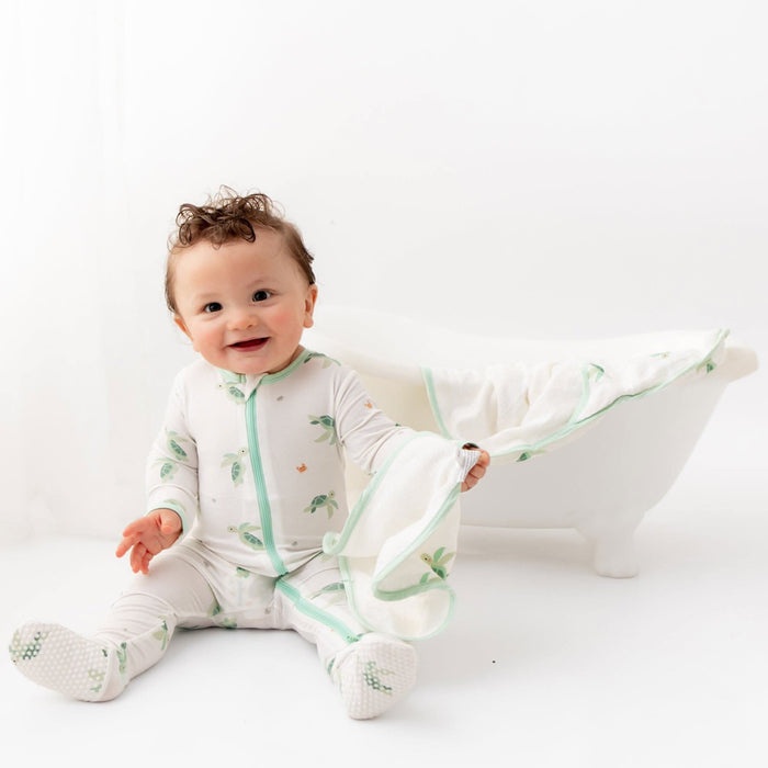 Soft bamboo turtle baby footie pajama
