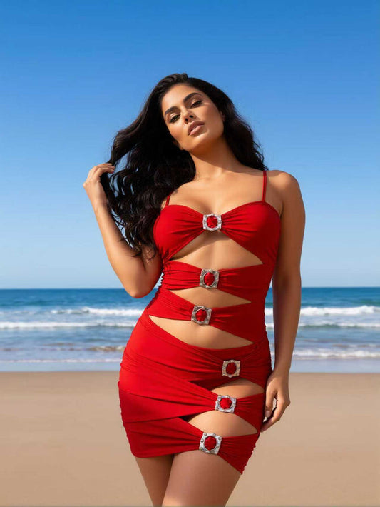 Two Piece Swimsuit for Women Ring Linked Monokini Sexy Bathing Suit Cutout Swim Suit