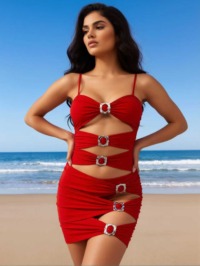 Two Piece Swimsuit for Women Ring Linked Monokini Sexy Bathing Suit Cutout Swim Suit