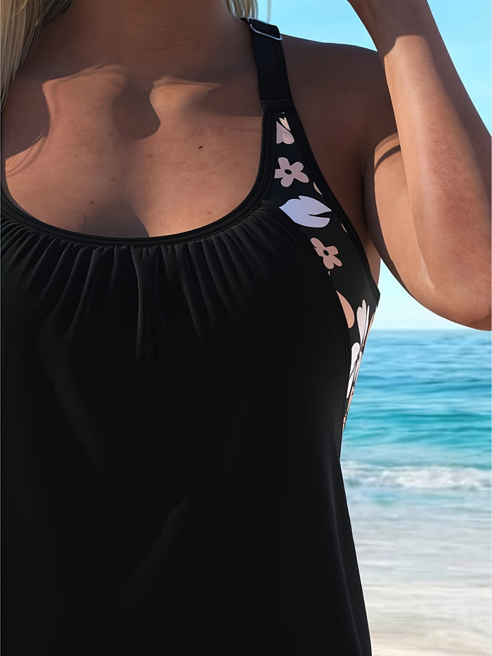 Two Piece Tankini Bathing Suits T-Back Blouson Swim Tops with Boy Shorts Women Swimsuits Sporty Swimwear